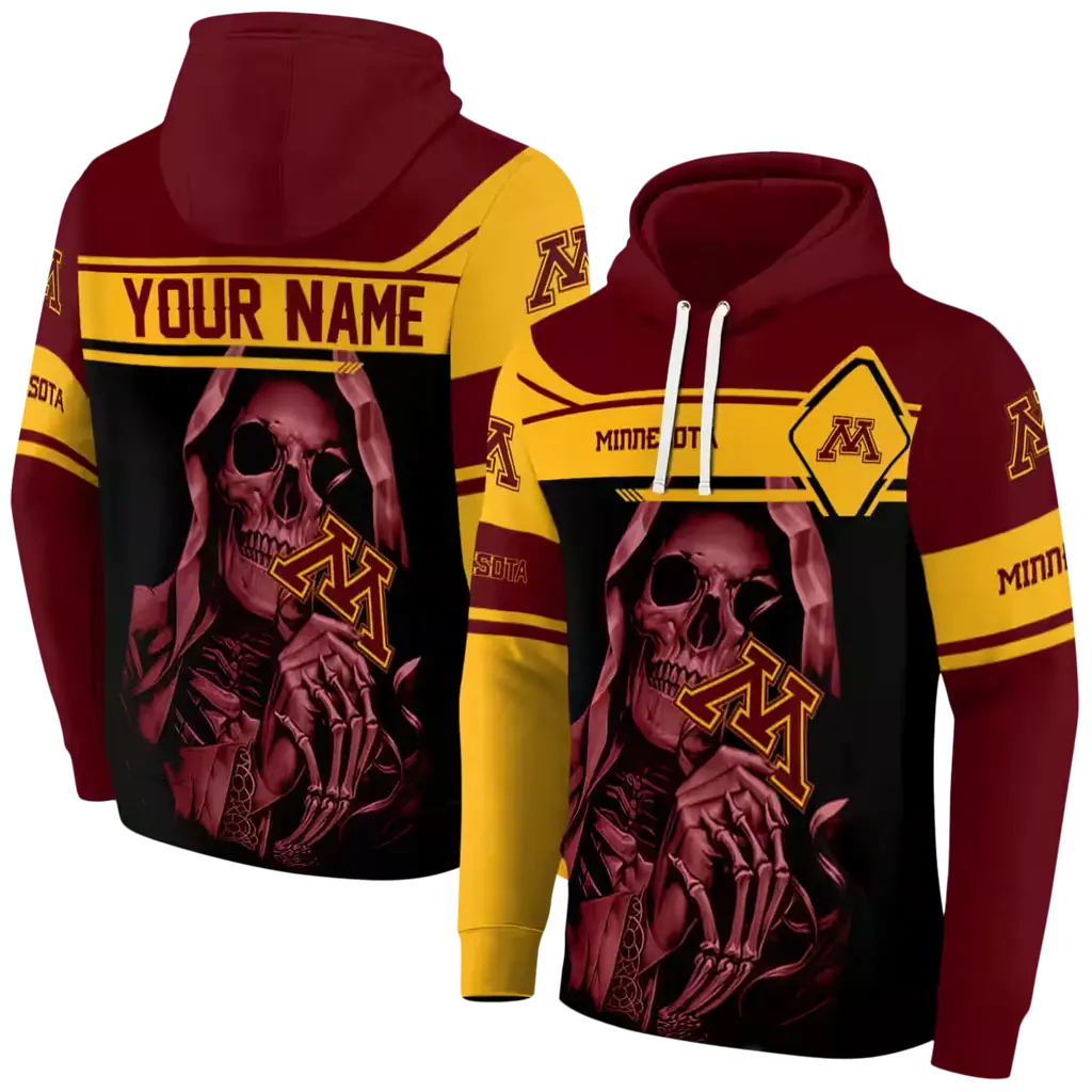 custom minnesota golden gophers grim reaper maroon black hoodie fashion forward custom minnesota golden gophers grim reaper maroon black hoodie fashion forward