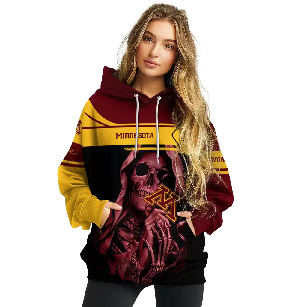 custom minnesota golden gophers grim reaper maroon black hoodie high quality custom minnesota golden gophers grim reaper maroon black hoodie high quality
