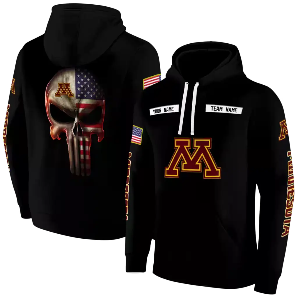custom minnesota golden gophers punisher skull black hoodie fashion forward custom minnesota golden gophers punisher skull black hoodie fashion forward