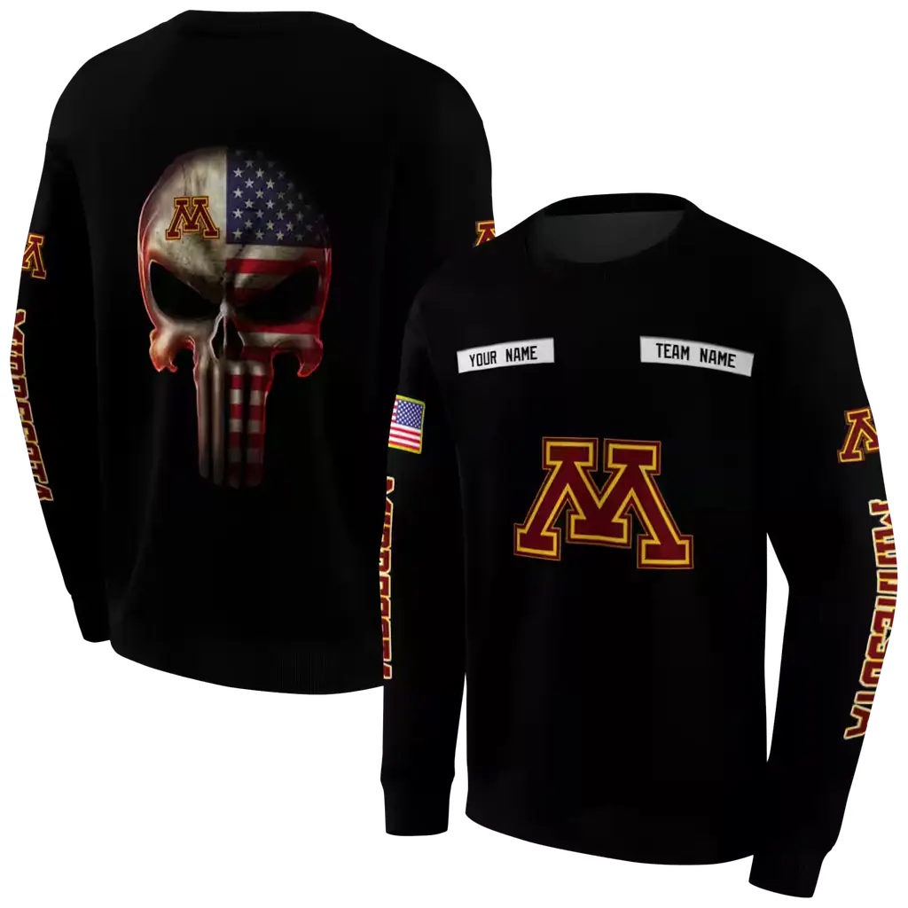 custom minnesota golden gophers punisher skull black hoodie premium grade custom minnesota golden gophers punisher skull black hoodie premium grade
