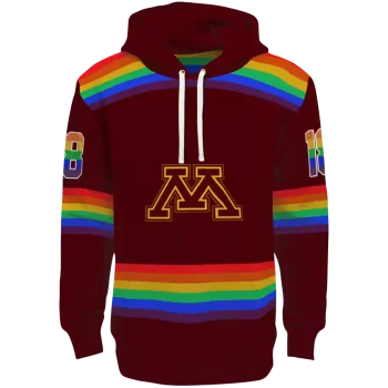 custom minnesota golden gophers rainbow stripes maroon hoodie best selling