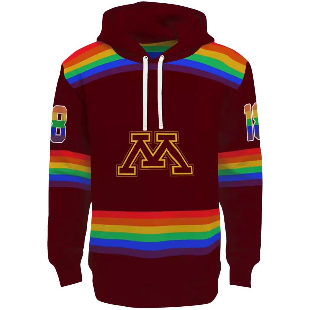 custom minnesota golden gophers rainbow stripes maroon hoodie best selling custom minnesota golden gophers rainbow stripes maroon hoodie best selling