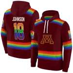 custom minnesota golden gophers rainbow stripes maroon hoodie best selling