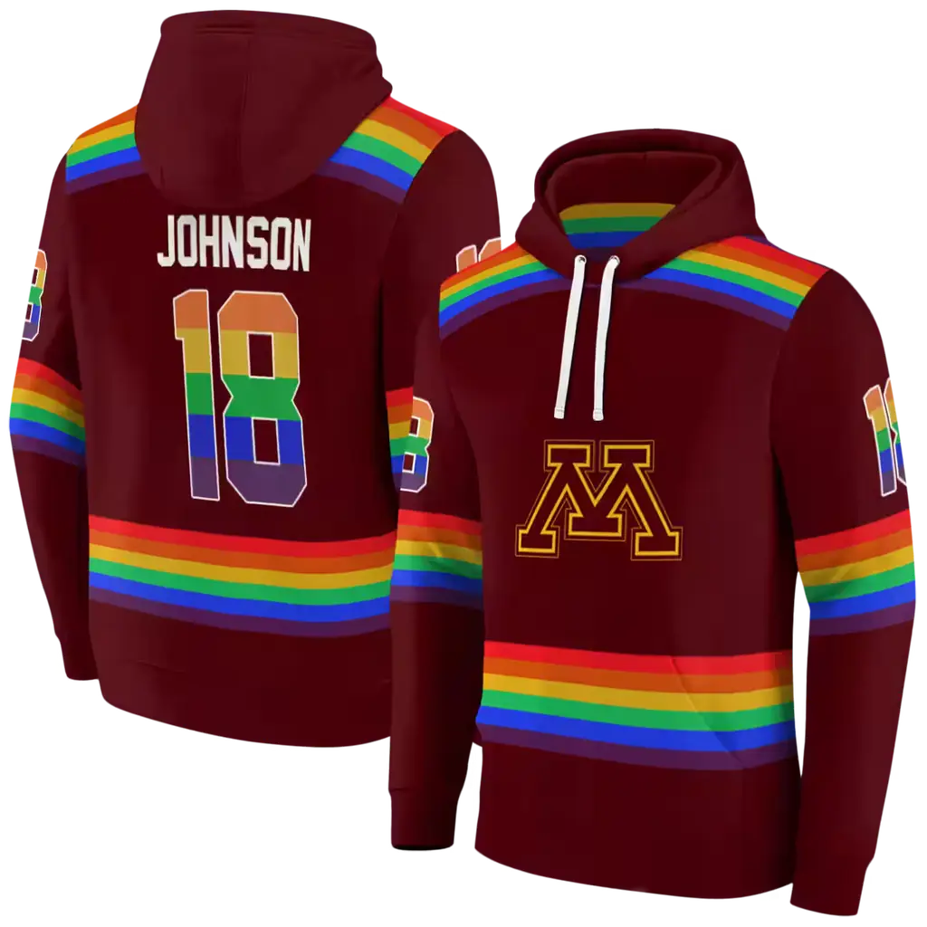 custom minnesota golden gophers rainbow stripes maroon hoodie fashion forward custom minnesota golden gophers rainbow stripes maroon hoodie fashion forward