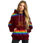 custom minnesota golden gophers rainbow stripes maroon hoodie best selling