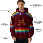 custom minnesota golden gophers rainbow stripes maroon hoodie best selling
