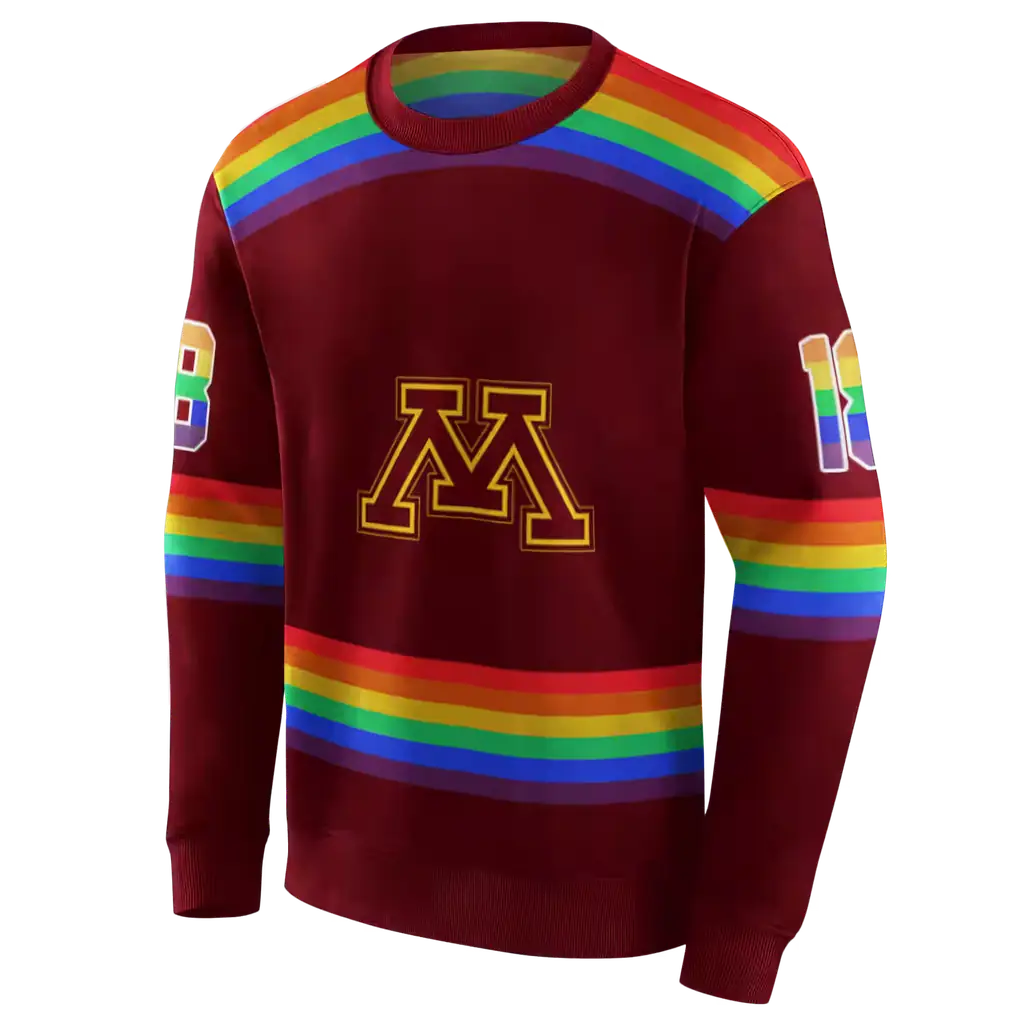 custom minnesota golden gophers rainbow stripes maroon hoodie new arrival custom minnesota golden gophers rainbow stripes maroon hoodie new arrival