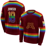 custom minnesota golden gophers rainbow stripes maroon hoodie best selling
