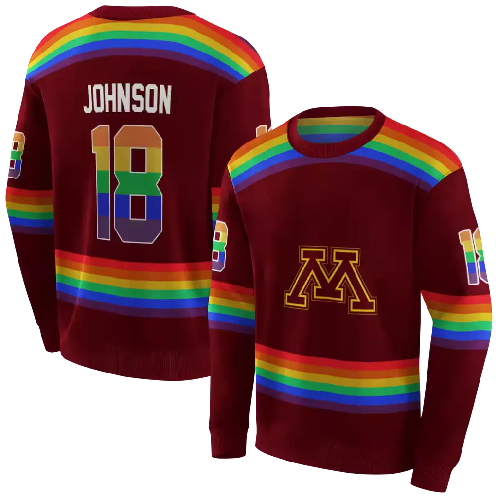 custom minnesota golden gophers rainbow stripes maroon hoodie premium grade custom minnesota golden gophers rainbow stripes maroon hoodie premium grade