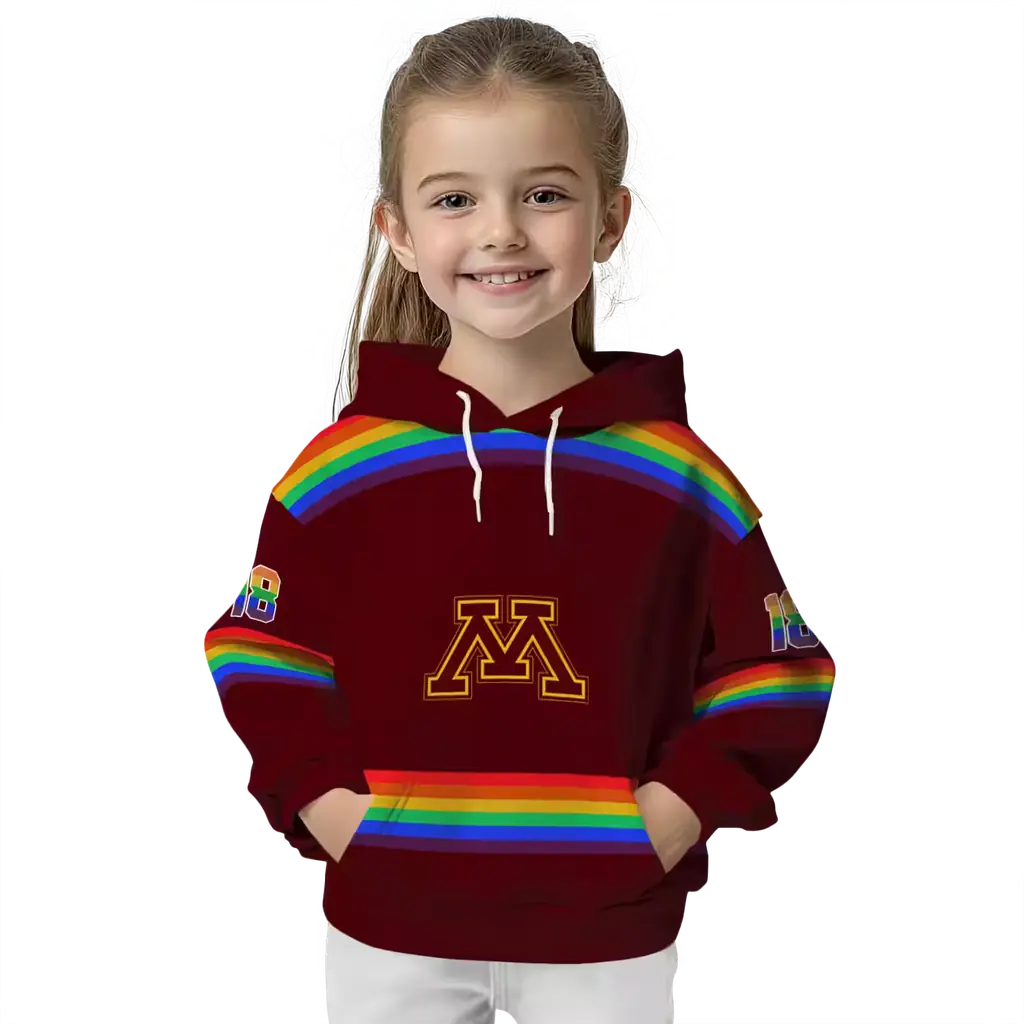 custom minnesota golden gophers rainbow stripes maroon hoodie top rated custom minnesota golden gophers rainbow stripes maroon hoodie top rated