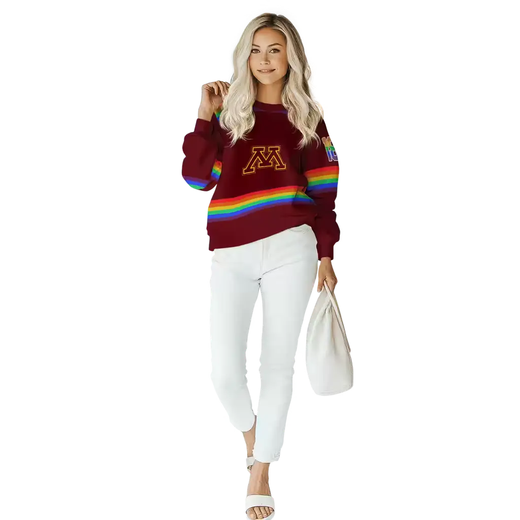 custom minnesota golden gophers rainbow stripes maroon hoodie trendy custom minnesota golden gophers rainbow stripes maroon hoodie trendy