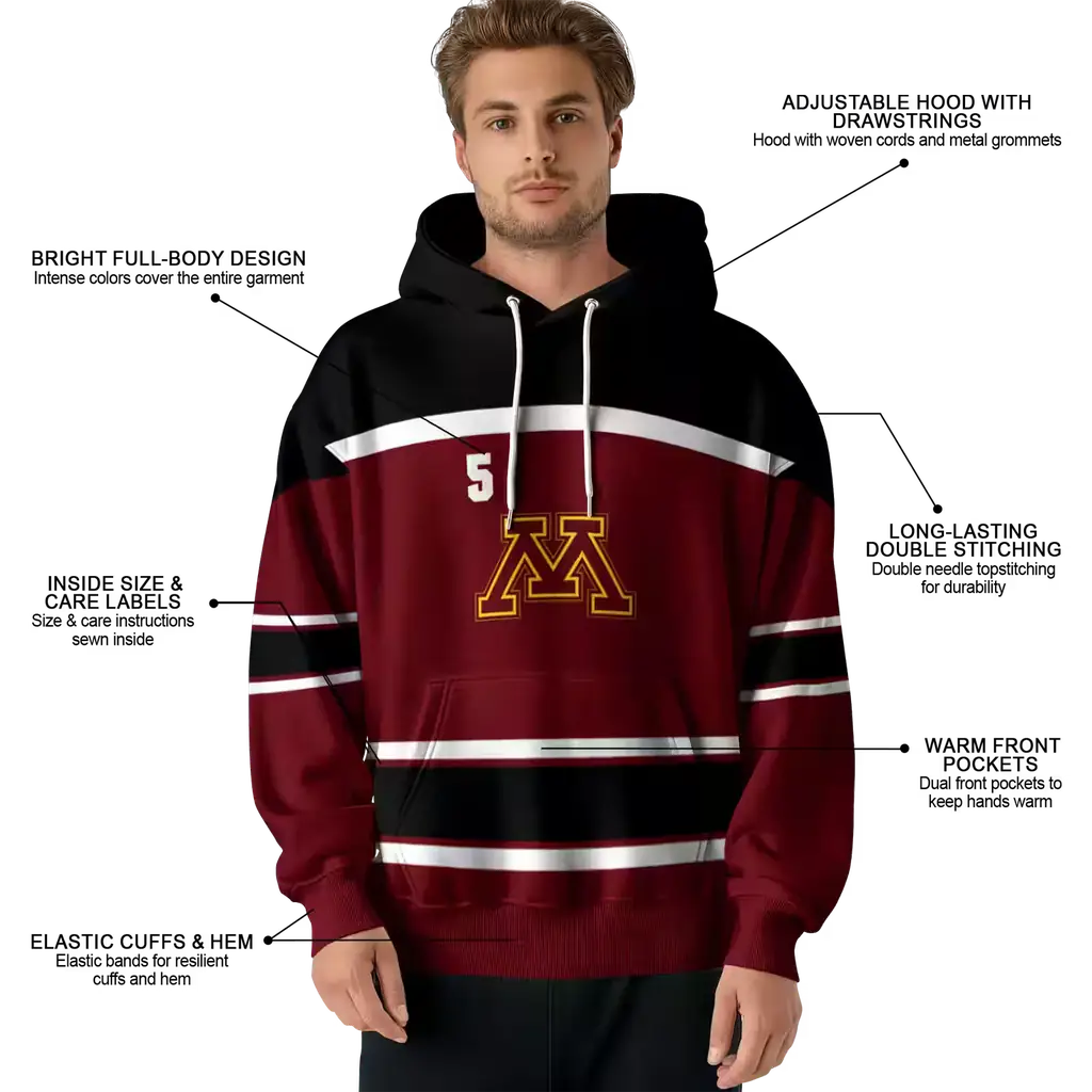 custom minnesota golden gophers striped pattern maroon hoodie latest model custom minnesota golden gophers striped pattern maroon hoodie latest model