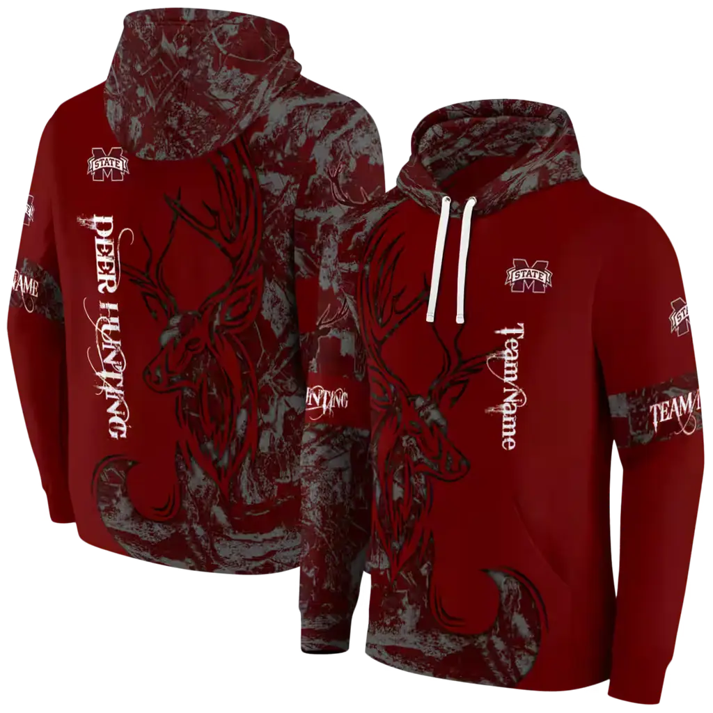 custom mississippi state bulldogs deer silhouette maroon hoodie fashion forward custom mississippi state bulldogs deer silhouette maroon hoodie fashion forward
