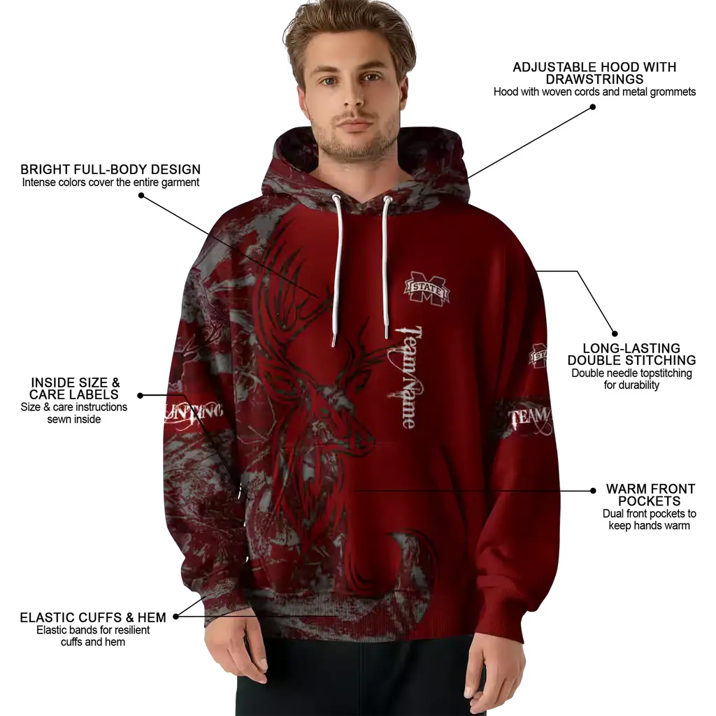 custom mississippi state bulldogs deer silhouette maroon hoodie latest model custom mississippi state bulldogs deer silhouette maroon hoodie latest model