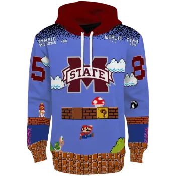 custom mississippi state bulldogs mario blue black hoodie best selling