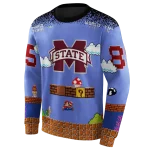 custom mississippi state bulldogs mario blue black hoodie best selling