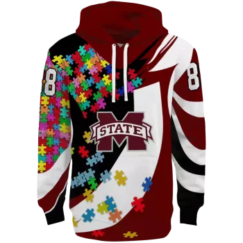 custom mississippi state bulldogs puzzle pieces maroon hoodie best selling