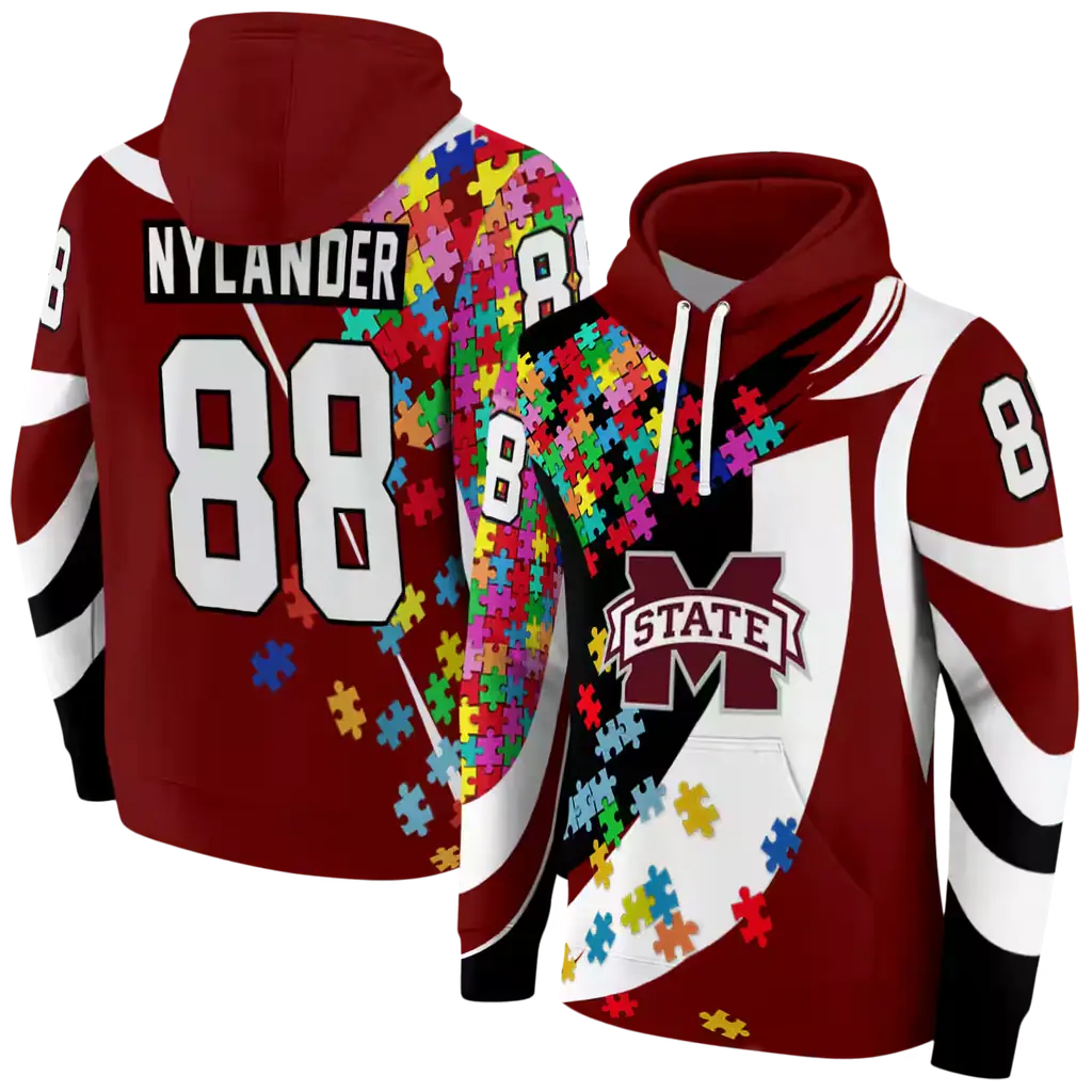 custom mississippi state bulldogs puzzle pieces maroon hoodie fashion forward custom mississippi state bulldogs puzzle pieces maroon hoodie fashion forward