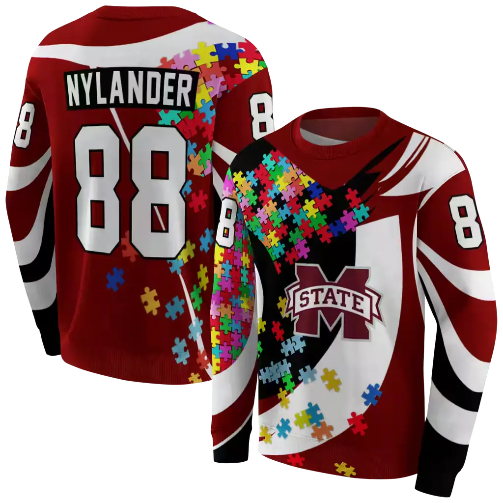 custom mississippi state bulldogs puzzle pieces maroon hoodie premium grade custom mississippi state bulldogs puzzle pieces maroon hoodie premium grade