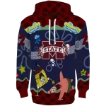 custom mississippi state bulldogs spongebob patrick star maroon navy hoodie best selling