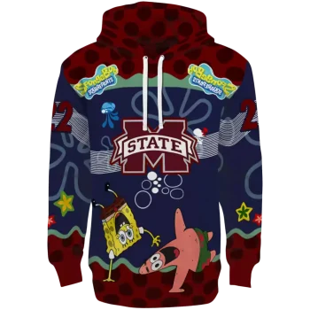custom mississippi state bulldogs spongebob patrick star maroon navy hoodie best selling