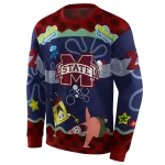 custom mississippi state bulldogs spongebob patrick star maroon navy hoodie best selling