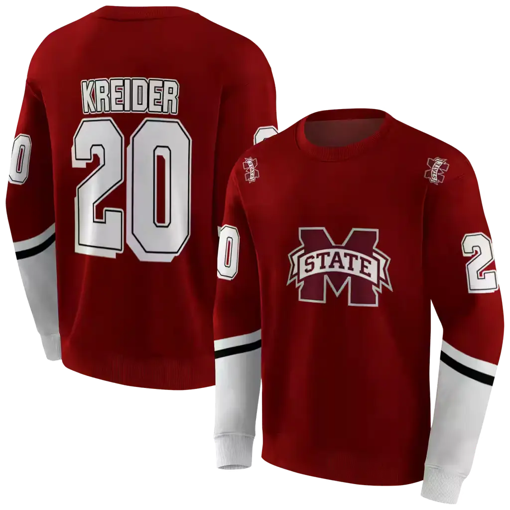 custom mississippi state bulldogs striped sleeves maroon hoodie premium grade custom mississippi state bulldogs striped sleeves maroon hoodie premium grade