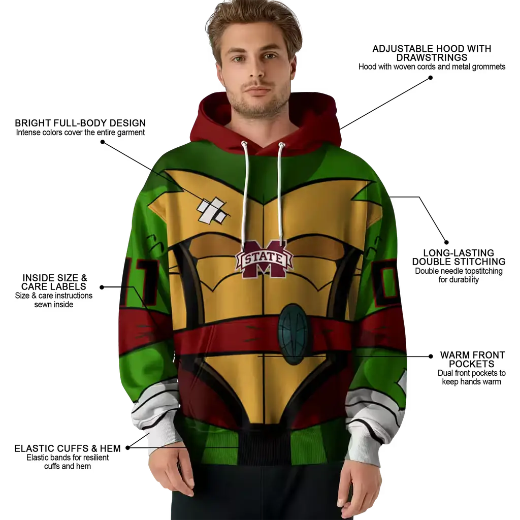 custom mississippi state bulldogs superhero armor maroon green hoodie latest model custom mississippi state bulldogs superhero armor maroon green hoodie latest model