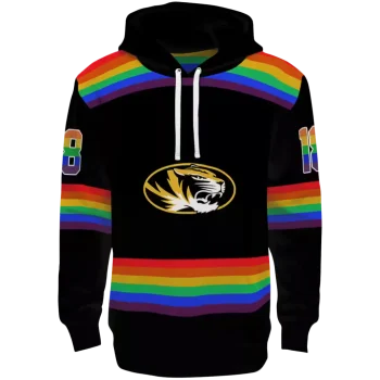 custom missouri tigers rainbow stripes black hoodie best selling