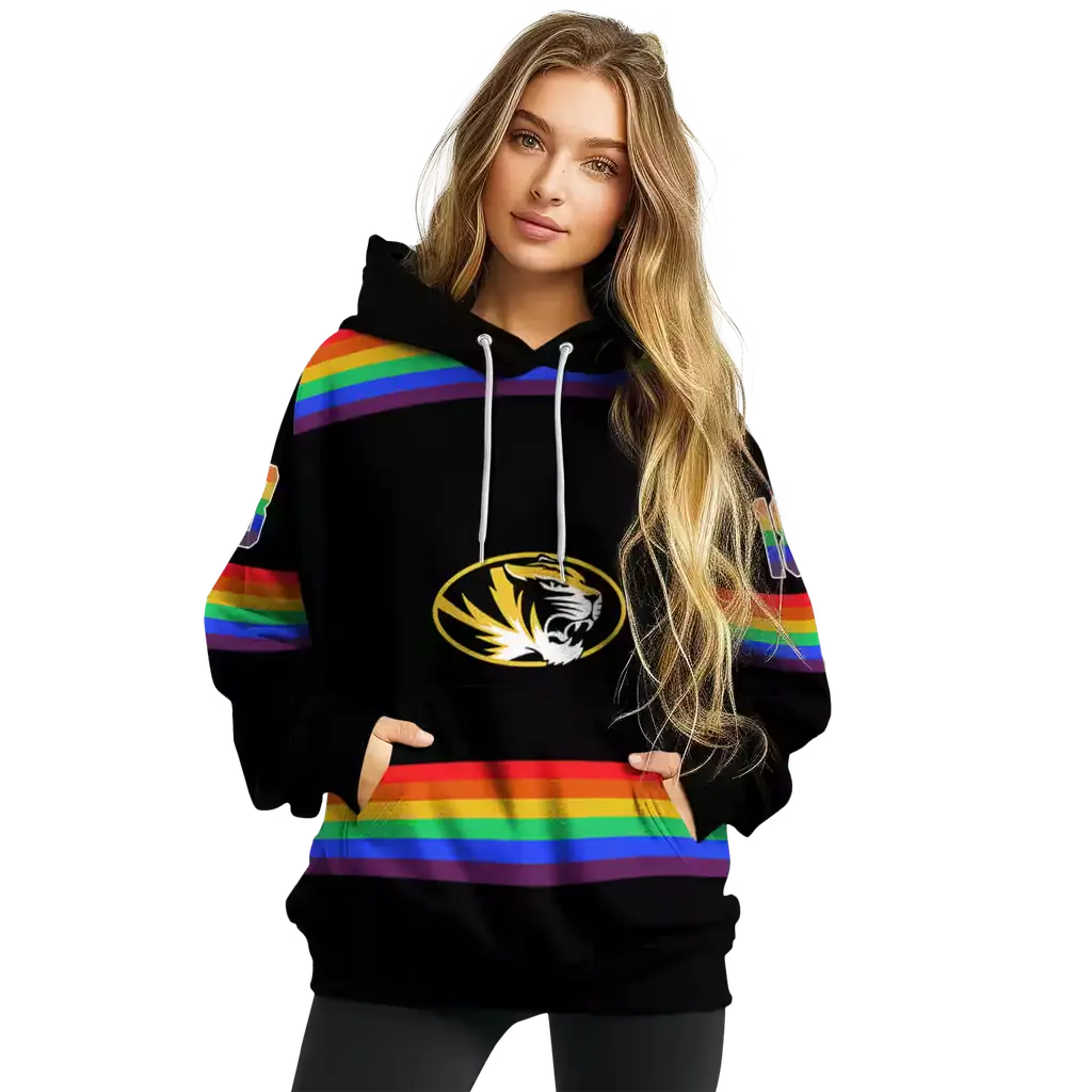 custom missouri tigers rainbow stripes black hoodie high quality custom missouri tigers rainbow stripes black hoodie high quality