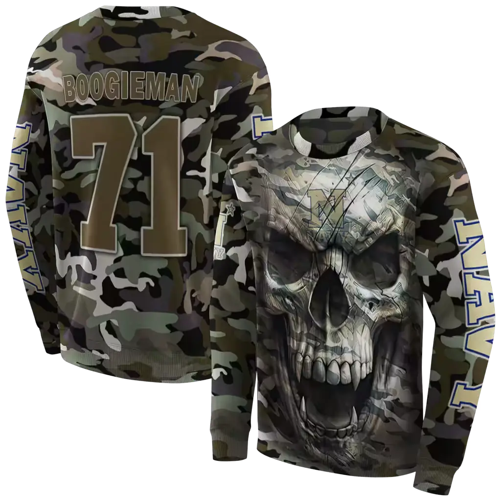 custom navy midshipmen camo skull hoodie premium grade custom navy midshipmen camo skull hoodie premium grade