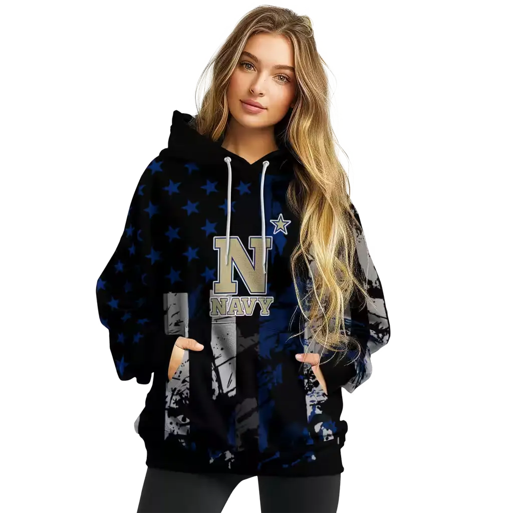 custom navy midshipmen distressed flag blue black hoodie high quality custom navy midshipmen distressed flag blue black hoodie high quality