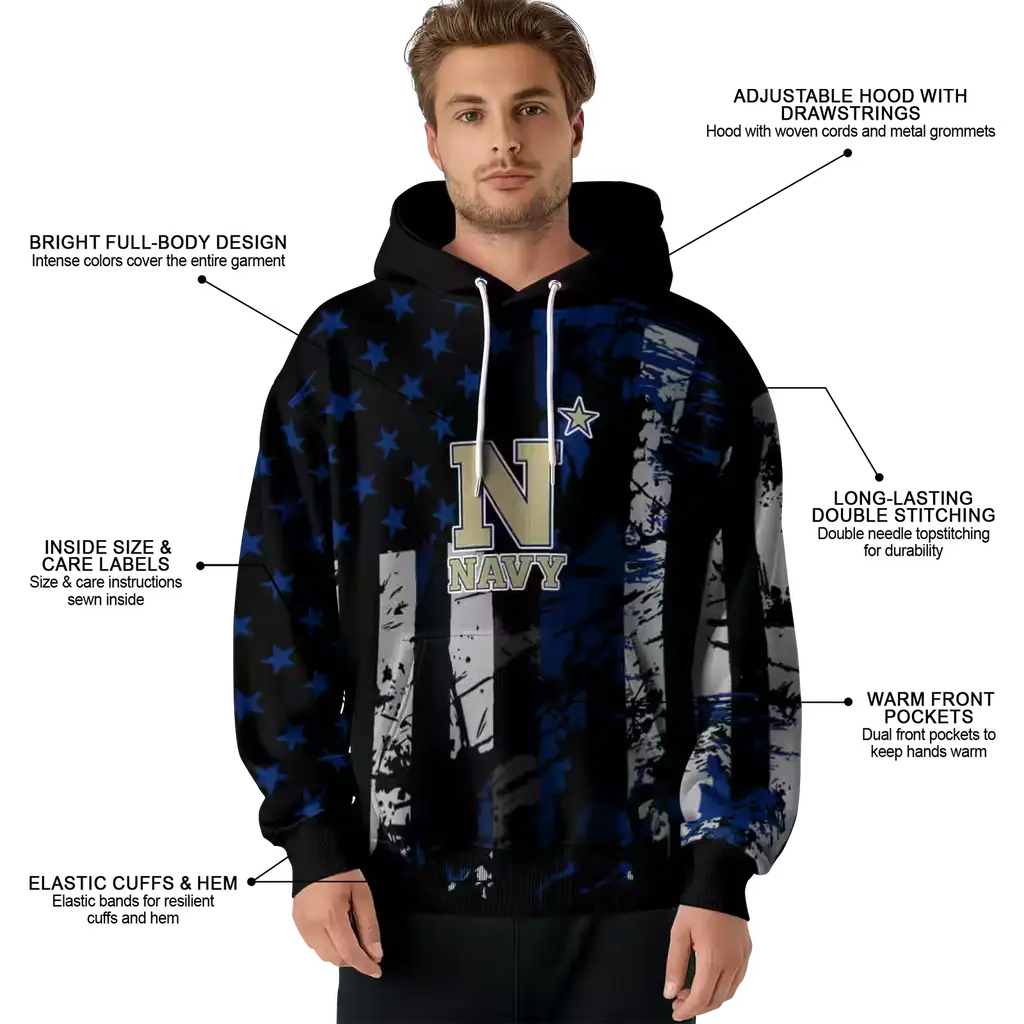 custom navy midshipmen distressed flag blue black hoodie latest model custom navy midshipmen distressed flag blue black hoodie latest model