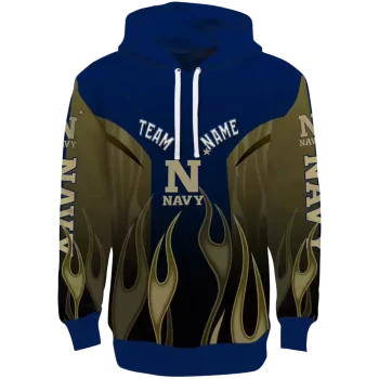 custom navy midshipmen flame design blue hoodie best selling