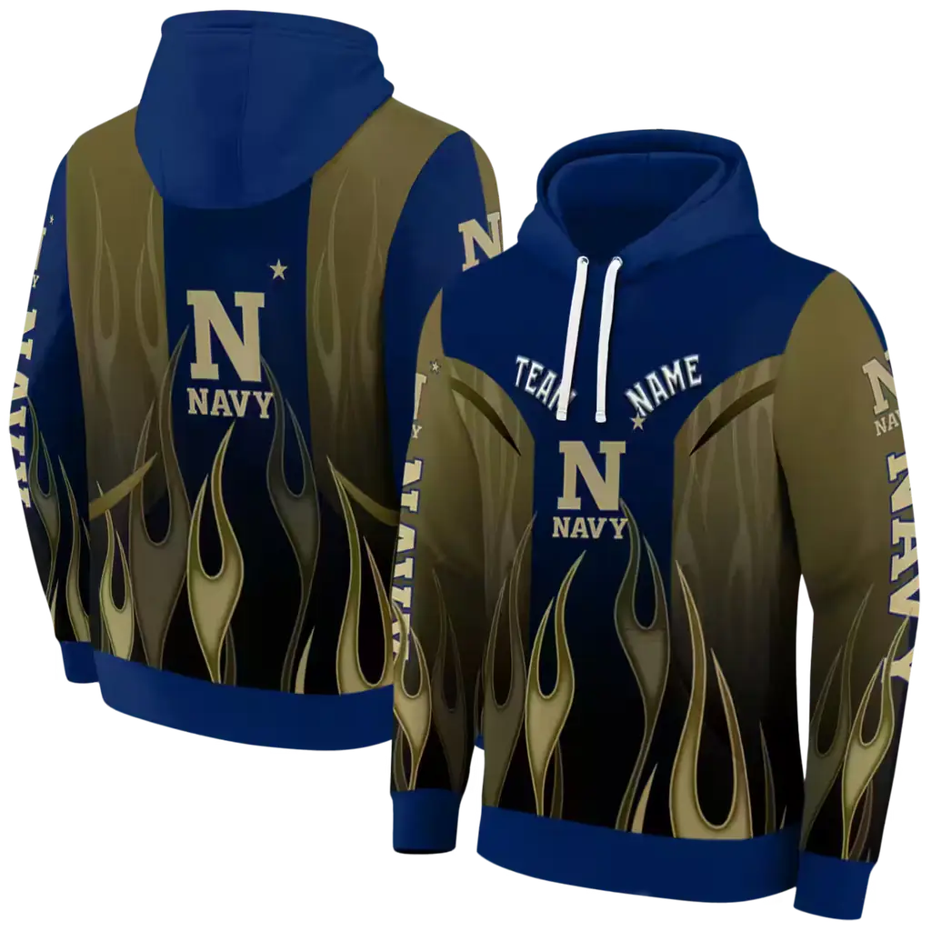 custom navy midshipmen flame design blue hoodie fashion forward custom navy midshipmen flame design blue hoodie fashion forward