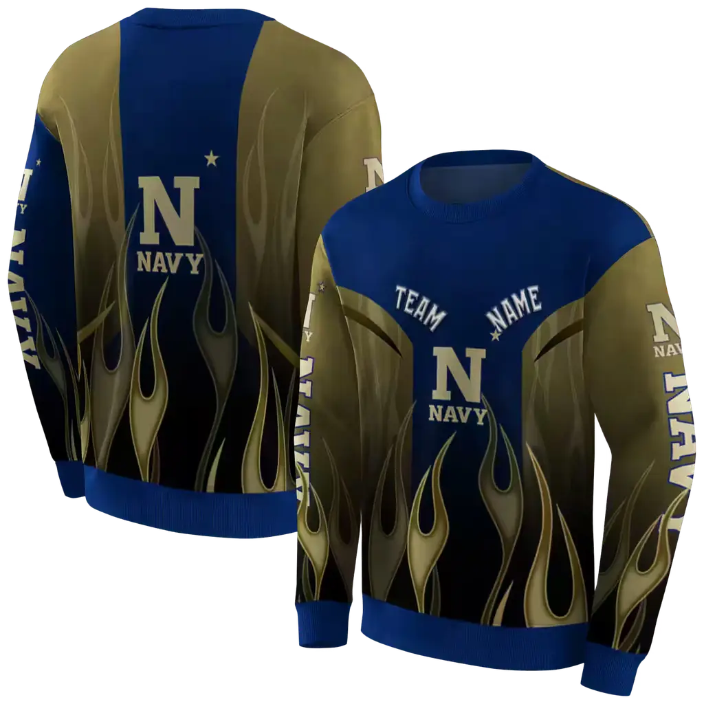 custom navy midshipmen flame design blue hoodie premium grade custom navy midshipmen flame design blue hoodie premium grade