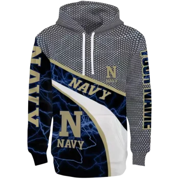 custom navy midshipmen hexagonal mesh blue black gray hoodie best selling