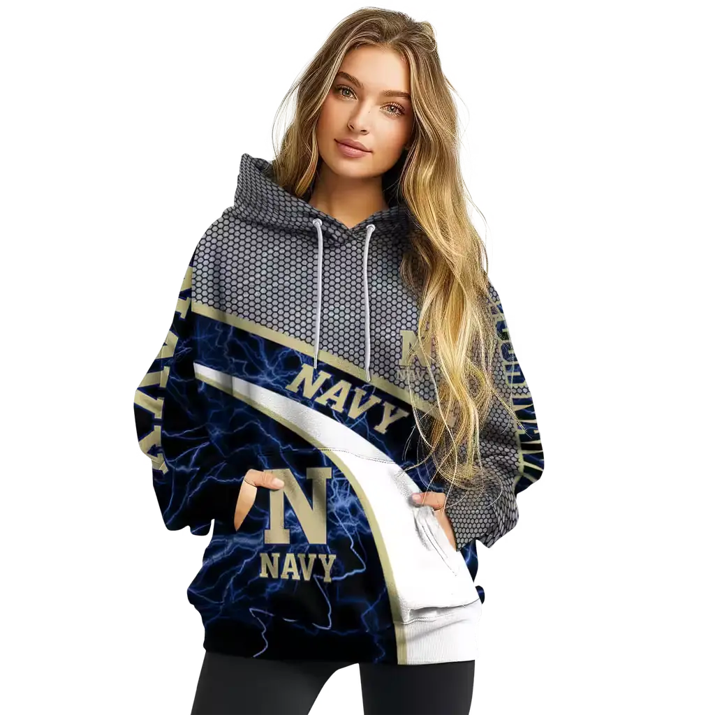 custom navy midshipmen hexagonal mesh blue black gray hoodie high quality custom navy midshipmen hexagonal mesh blue black gray hoodie high quality