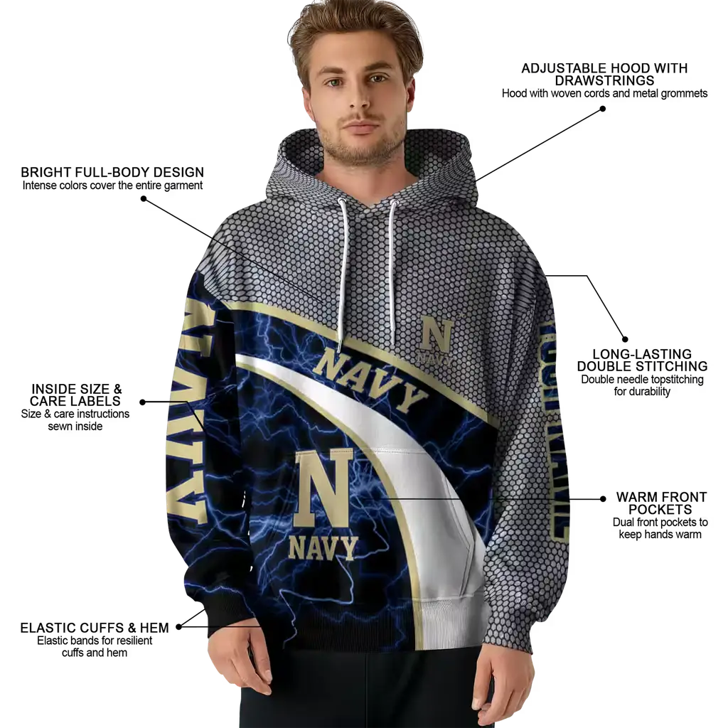 custom navy midshipmen hexagonal mesh blue black gray hoodie latest model custom navy midshipmen hexagonal mesh blue black gray hoodie latest model