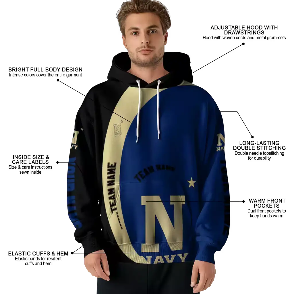 custom navy midshipmen minimalist design blue black hoodie latest model custom navy midshipmen minimalist design blue black hoodie latest model