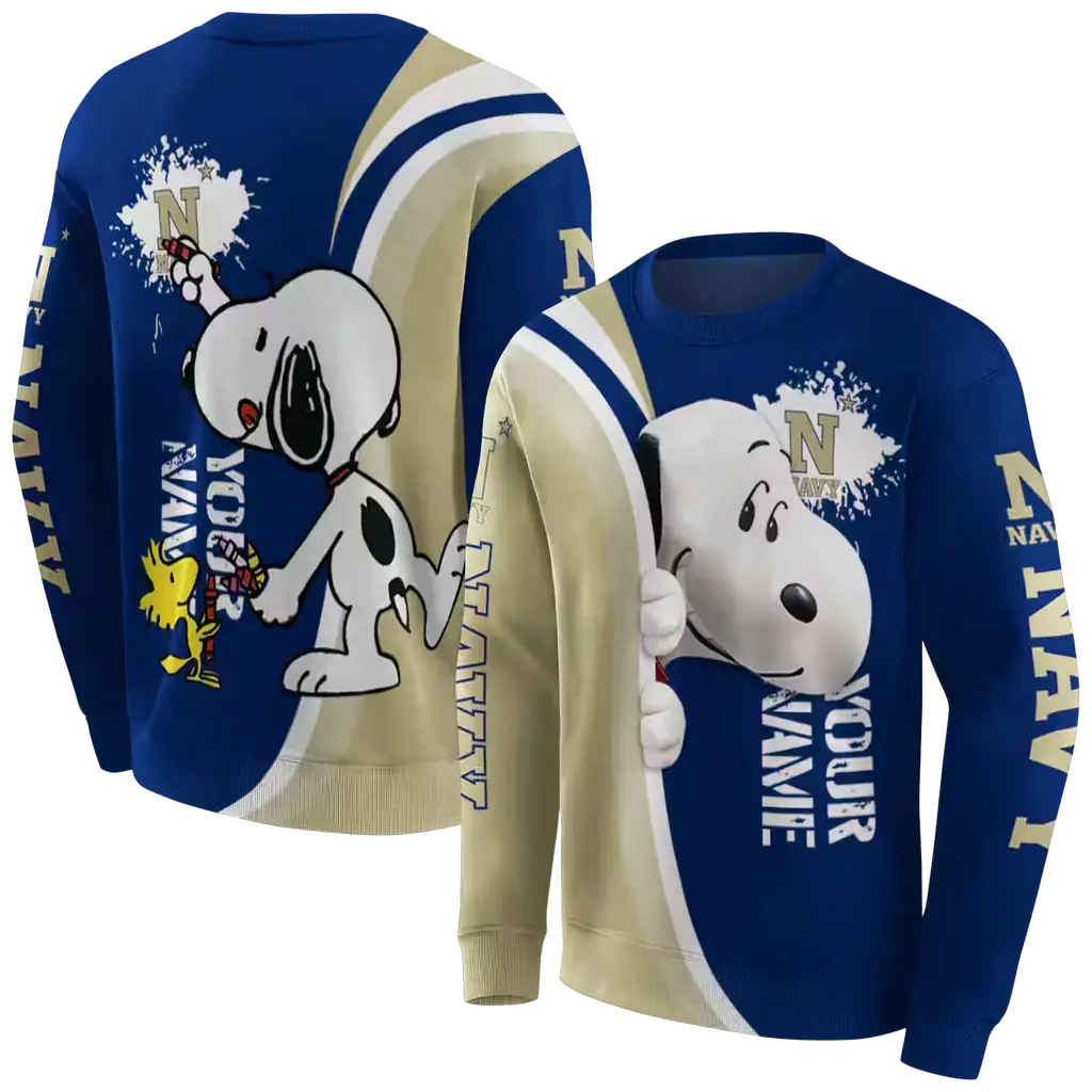custom navy midshipmen peeking snoopy blue hoodie premium grade custom navy midshipmen peeking snoopy blue hoodie premium grade