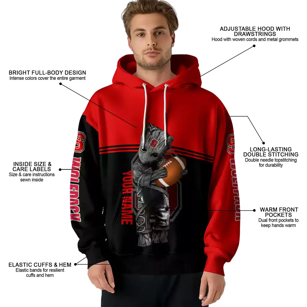 custom nc state wolfpack baby groot red black hoodie latest model custom nc state wolfpack baby groot red black hoodie latest model