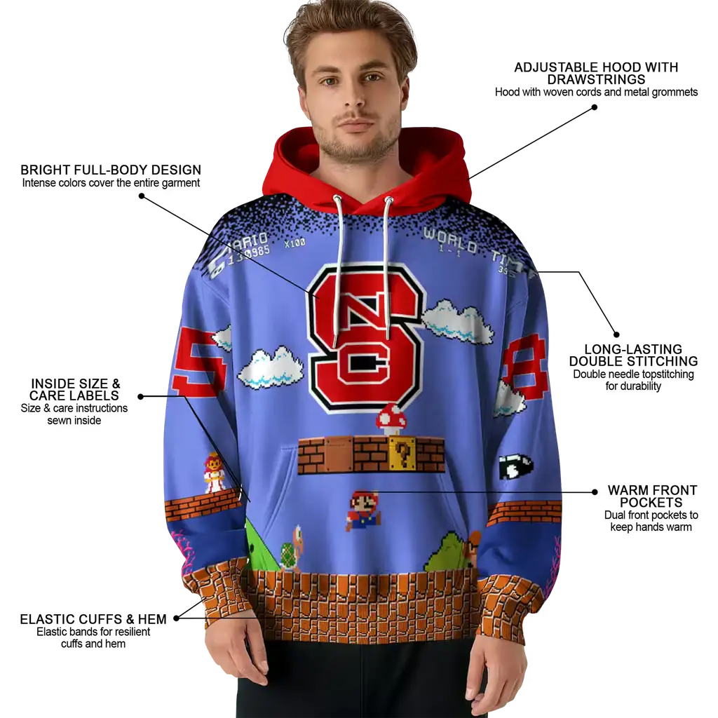 custom nc state wolfpack mario blue black hoodie latest model custom nc state wolfpack mario blue black hoodie latest model