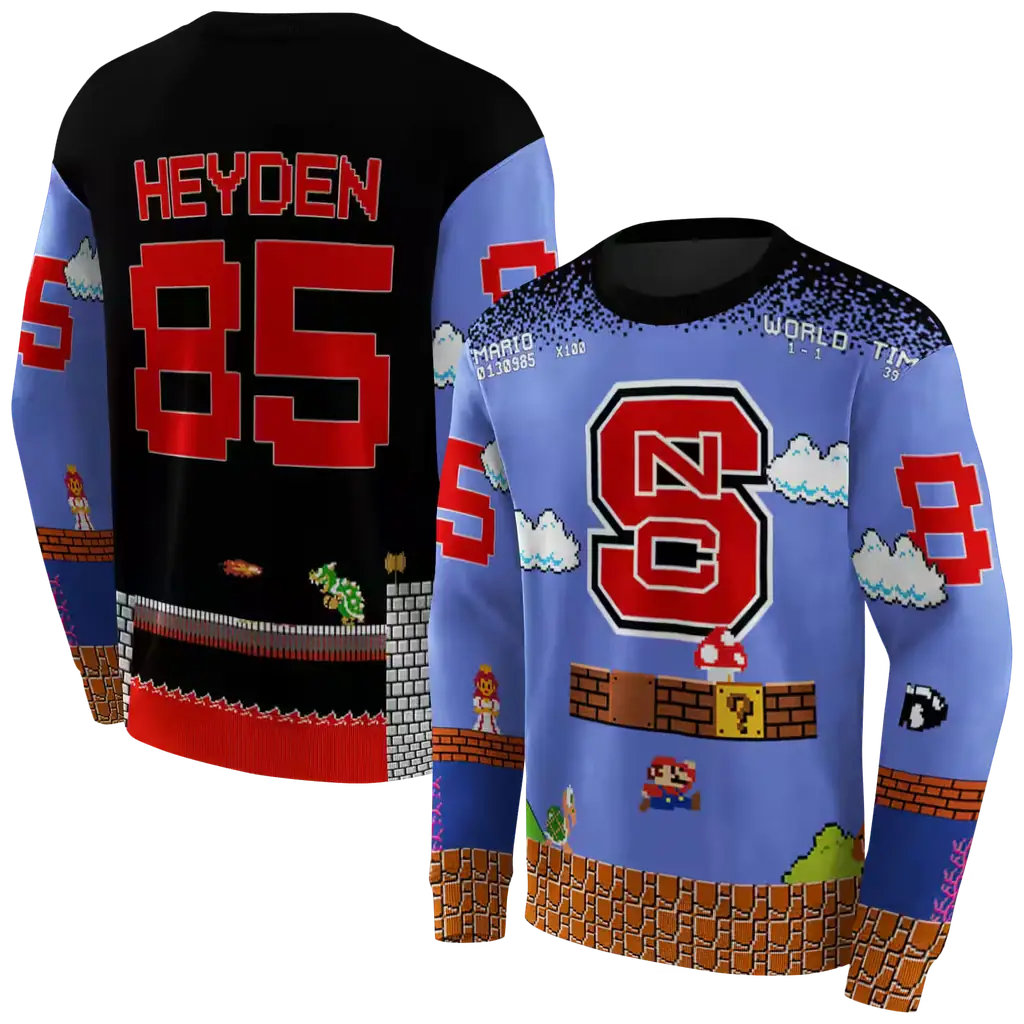 custom nc state wolfpack mario blue black hoodie premium grade custom nc state wolfpack mario blue black hoodie premium grade