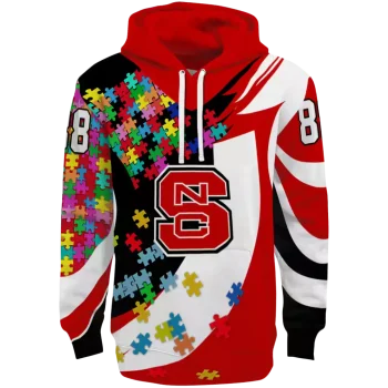 custom nc state wolfpack puzzle pieces red hoodie best selling