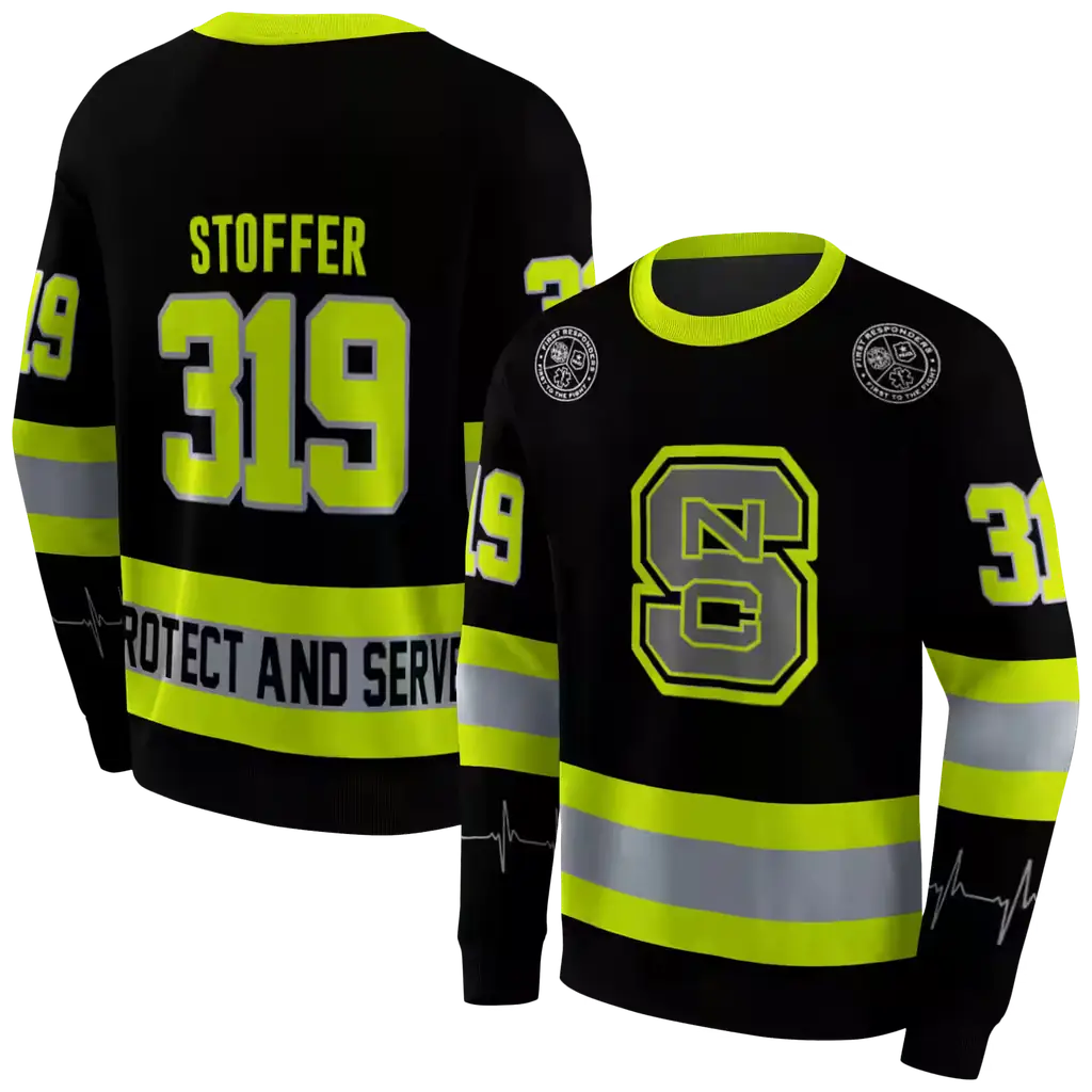 custom nc state wolfpack safety motif black neon green hoodie premium grade custom nc state wolfpack safety motif black neon green hoodie premium grade