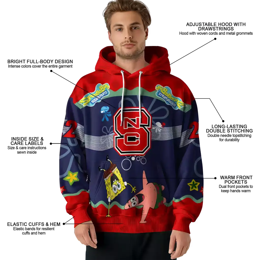 custom nc state wolfpack spongebob patrick star red navy hoodie latest model custom nc state wolfpack spongebob patrick star red navy hoodie latest model