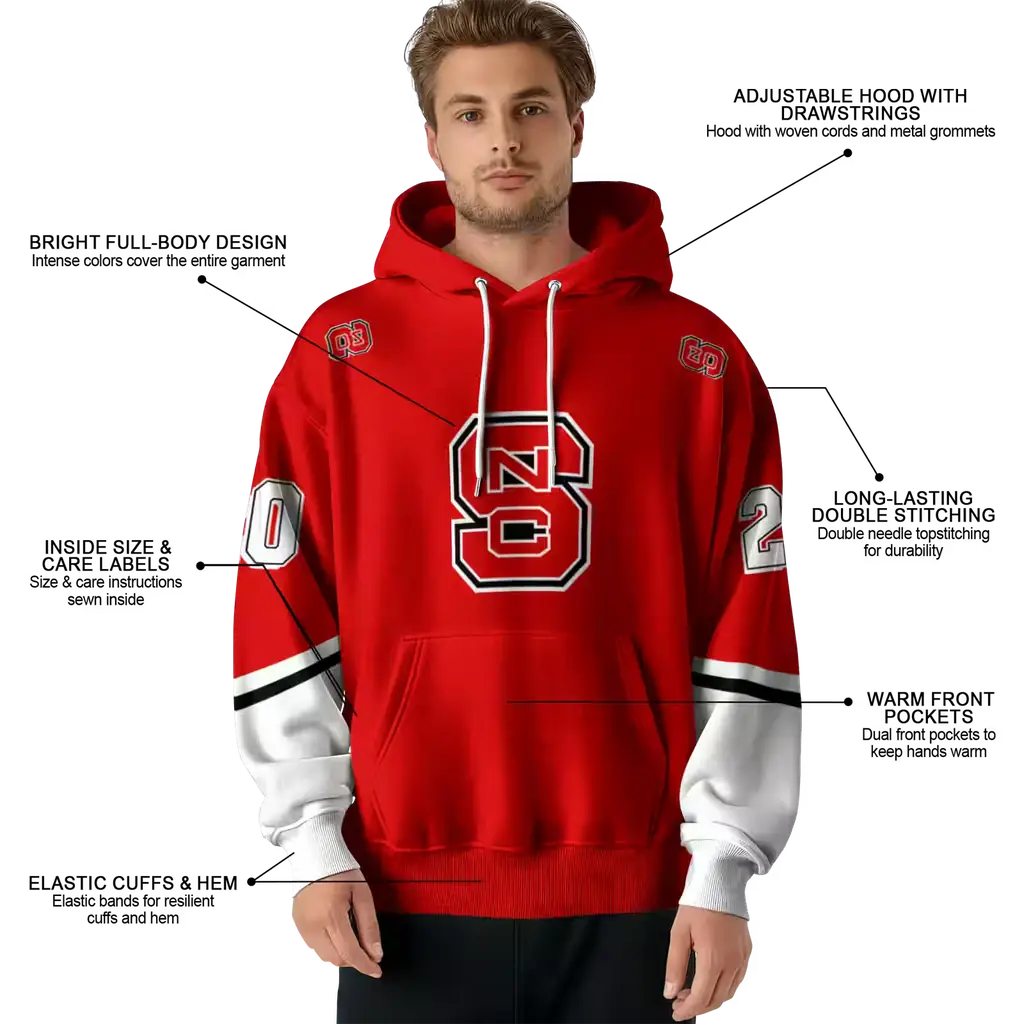 custom nc state wolfpack striped sleeves red hoodie latest model custom nc state wolfpack striped sleeves red hoodie latest model
