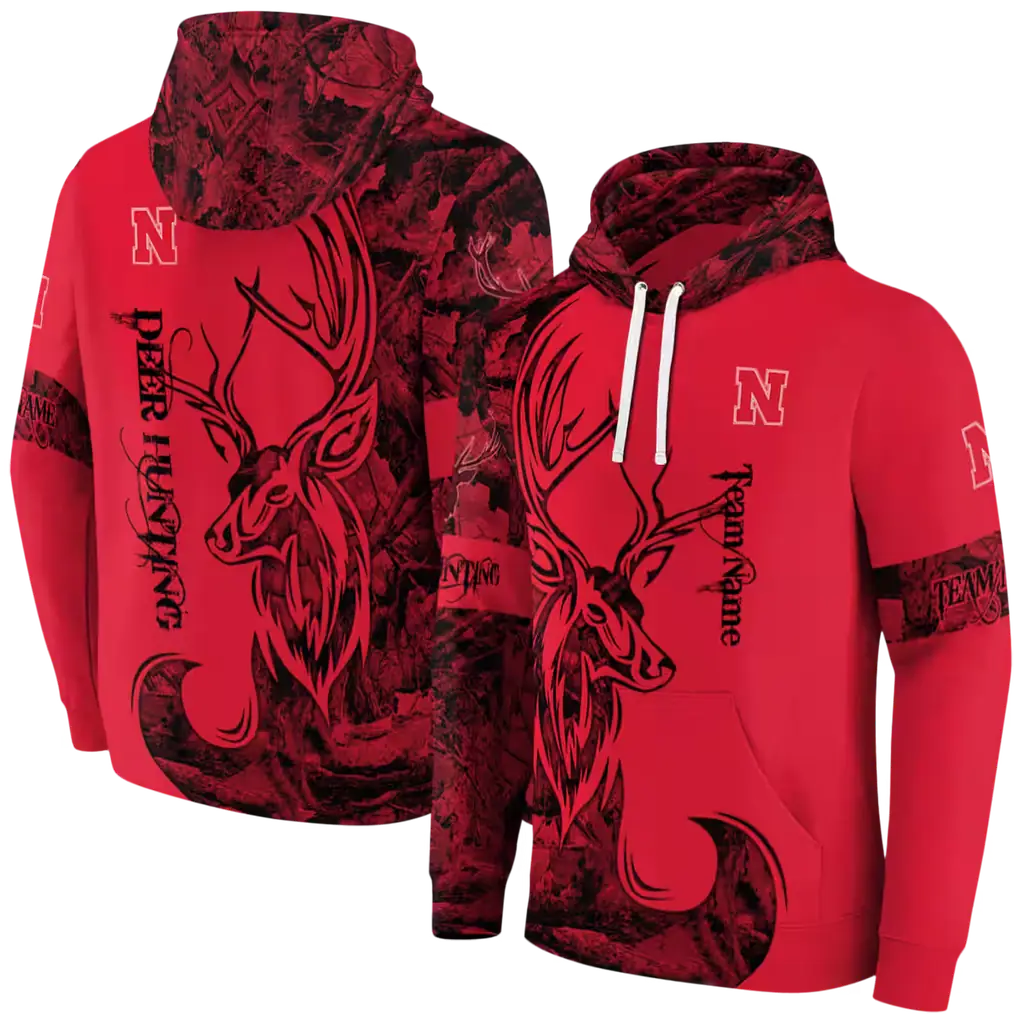 custom nebraska cornhuskers deer silhouette red hoodie fashion forward custom nebraska cornhuskers deer silhouette red hoodie fashion forward