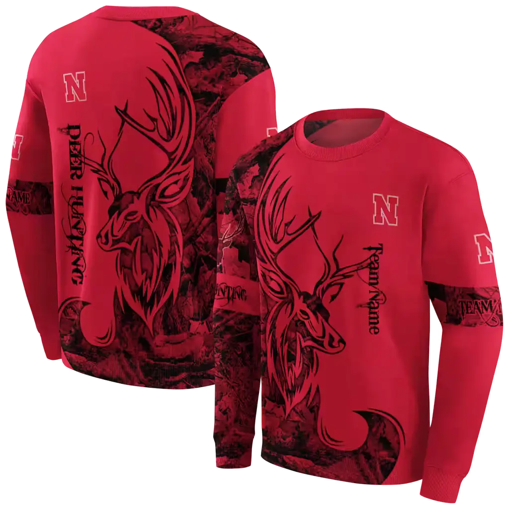 custom nebraska cornhuskers deer silhouette red hoodie premium grade custom nebraska cornhuskers deer silhouette red hoodie premium grade
